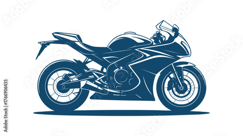 Sleek blue sport motorcycle silhouette graphic design for speed and power