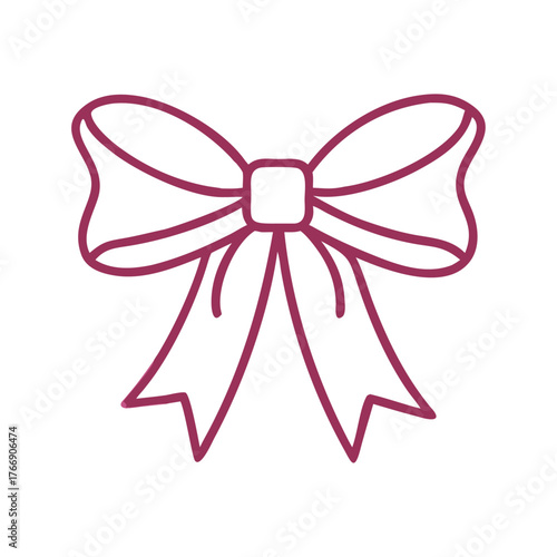 Elegant plum outline bow for holiday gifts and decorations, ready to add festive cheer to your designs with simplicity and charm