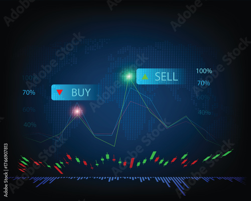 Stock charts  stock market trading  finance and investment around the world
