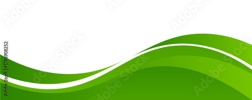 Abstract White and Green wave wide background banner