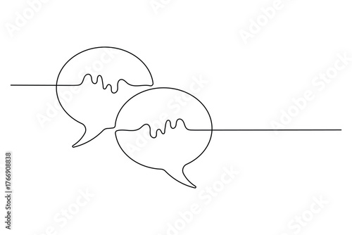 Speech bubble continuous one line art drawing dual conversation dialogue speech bubble vector illustration