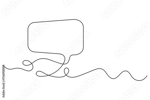 Speech bubble continuous one line art drawing artistic flowing dialogue speech bubble vector illustration