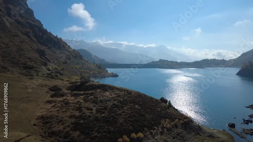 Il lago di Cignana,specchio d'acqua artificiale in Valtournanche, Valle d'Aosta Italia