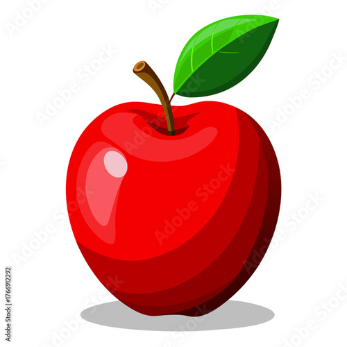 red apple with leaf