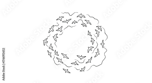 Butterfly circle wreath minimalist decorative line art vector design.