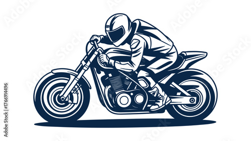 Dynamic motorcycle racer in full gear captures speed and thrill of racing