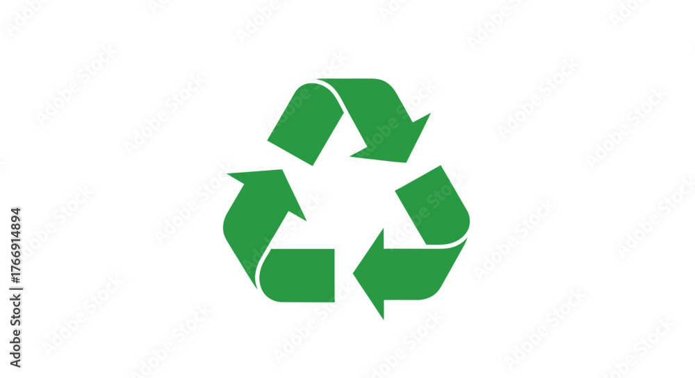 Obraz premium Minimalist Vector Recycling Symbol in Green in Modern Style for Sustainability Eco Design