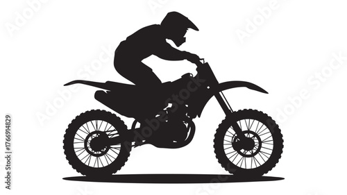 Silhouette of motocross rider in action dynamic dirt bike sports graphic