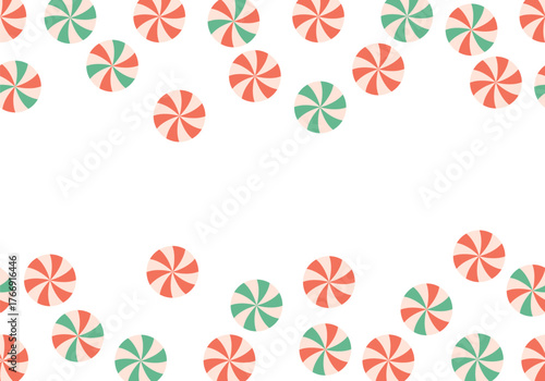 Seamless Christmas pattern with candy. Peppermint Pattern. Strawberry swirl candy seamless pattern. Perfect for fabrics, kids clothing and fashion print. Vector illustration