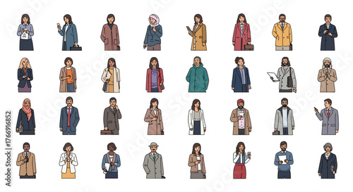 Diverse professionals in stylish modern attire for business presentations