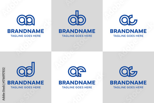 Letters aa ab ac ad ae ag Logo Line, for aa ba ca da ea ga initials