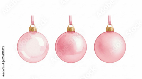 5 short title Pink Holiday Ornaments watercolor painting ,NO categorized by style,Simple words that people can access
