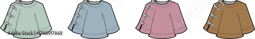 Four colorful and stylish women's sweaters with unique sleeve details perfect for a casual wardrobe