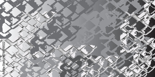 Abstract Gray and White Geometric Pattern with Square Tiles.