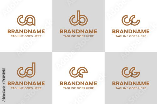 Letters ca cb cc cd ce cg Logo Line, for ac bc cc dc ec gc initials