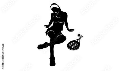 silhouette of a girl with a padel tennis