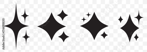 Star - Vector Icon. Stars Vector Collection. Stars. Star Logo. Black Stars. Retro Futuristic Sparkle On Transparent Background. EPS 10.