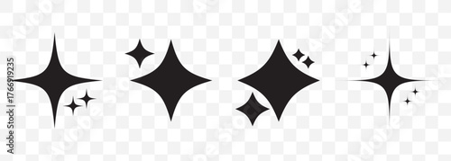 Sparkle star icon set simple star burst symbol transparent png and vector illustration shimmering four pointed star icon set sparkles star symbols vector bright sparkle star sparkle shiny flash