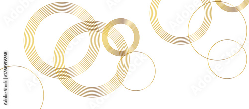 elegant golden circular line pattern on white background with luxury abstract geometric minimalist modern design layout.