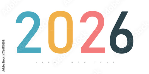 2026 Happy New Year colorful typography design