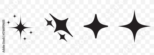 Sparkle star icon set simple star burst symbol transparent png and vector illustration shimmering four pointed star icon set sparkles star symbols vector bright sparkle star sparkle shiny flash
