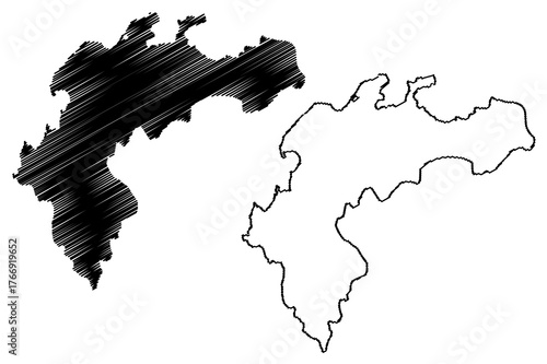 Faro island (Kingdom of Sweden) map vector illustration, scribble sketch Farö map