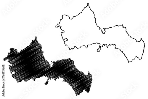 Favignana island (Aegadian Islands, Italian Republic, Italy) map vector illustration, scribble sketch Isola del Favignana map