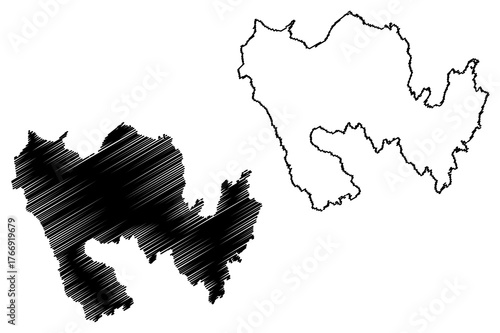 Fetlar island (United Kingdom of Great Britain and Northern Ireland, Scotland, Shetland Islands) map vector illustration, scribble sketch Isle of Fetlar map