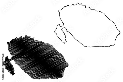 Froson island (Kingdom of Sweden) map vector illustration, scribble sketch Frösön map