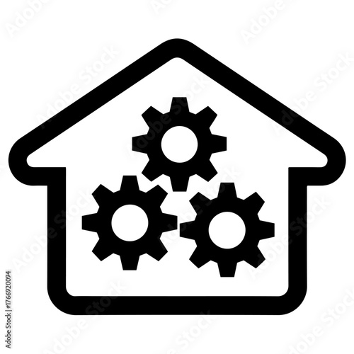 Home repair service with mechanical gears icon representing maintenance and improvement isolated on transparent background
