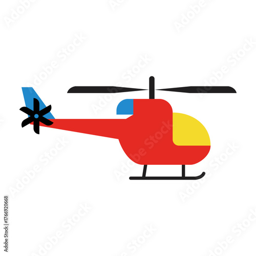 Colorful cartoon helicopter illustration isolated on transparent background