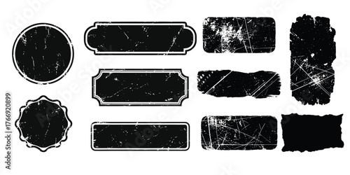 Distressed Grunge Stamp and Label Shapes Vector Set - Vintage Border Frames