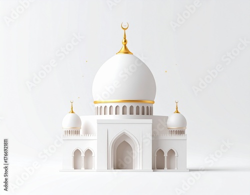 White mosque isolated on white