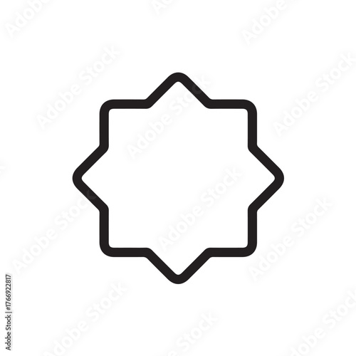 Geometric star shape with rounded corners for logo design, minimalist branding, and modern icon projects eight pointed star