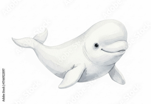 Gentle Giant of the Sea Beluga Whale isolated watercolor vector illustration svg