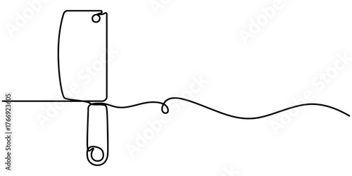 Butcher Knife continuous one line drawing,  Vector illustration in outline art style, minimalist white background. 