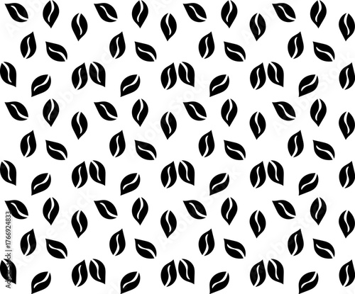 
Seamless pattern of doodle leaves and coffee beans