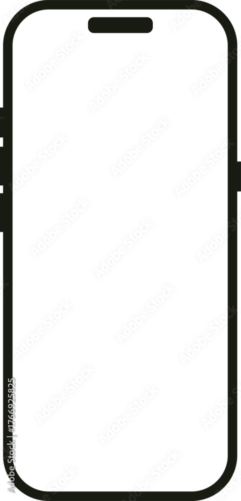 Obraz premium Modern frameless smartphone mock up template with black outline simple design