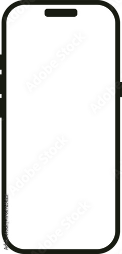 Modern frameless smartphone mock up template with black outline simple design