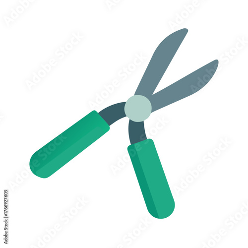 Minimalist garden shears illustration on a black background with smooth gradients