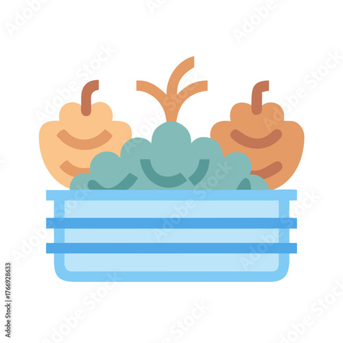 Fresh harvest in a wooden crate with vibrant vegetables on a black background