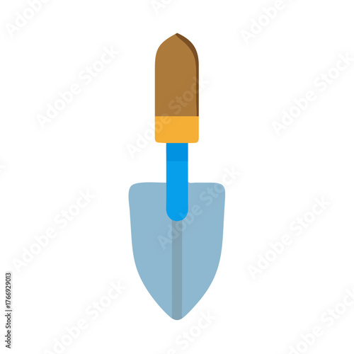 Isolated garden trowel on black background in clean flat design style