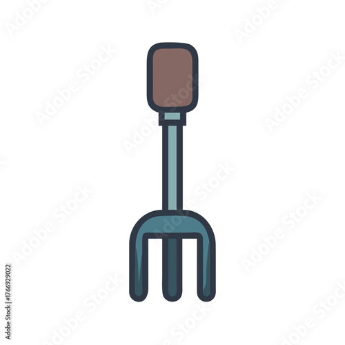 Flat icon illustration of a gardening hand fork isolated on black background