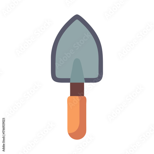 Illustration of a garden trowel on a black background in a flat style