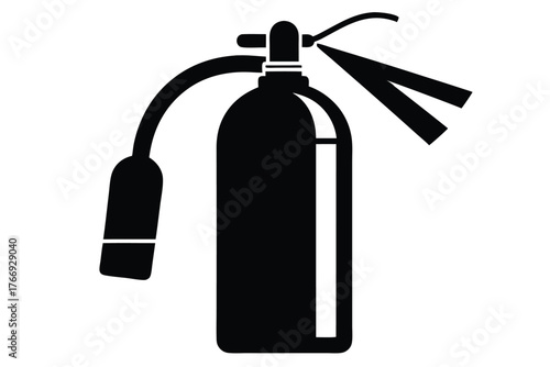 Black extinguisher dispenses its spray during usage to prevent flame damage immediately now
