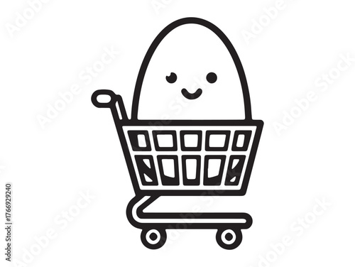 Easter egg in shopping cart vector. 