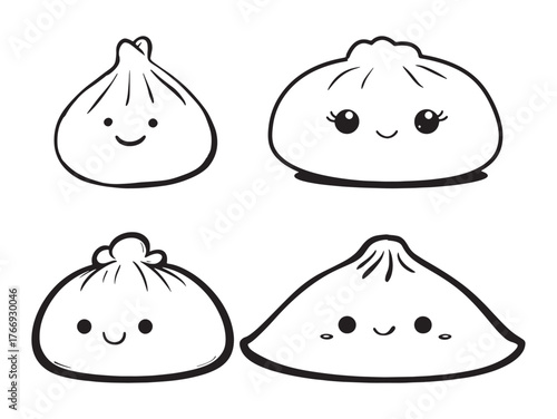 Kawaii dim sum food cartoon design.
