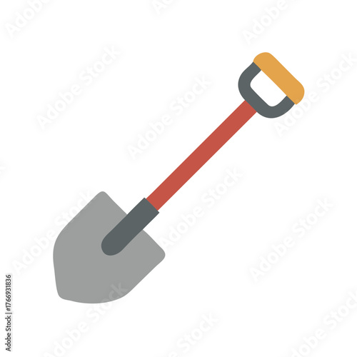 Flat design illustration of a shovel tool for gardening and construction