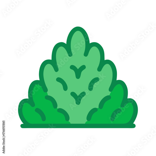 Stylized green bush illustration on black background for graphic design usage