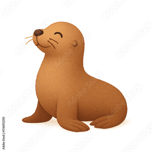 cute happy sea lion animal illustration friendly character